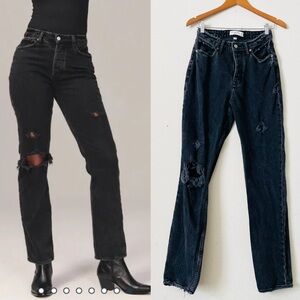Abercrombie & Fitch SIZE 26 LONG Curve Love The Dad High Rise Jeans in black